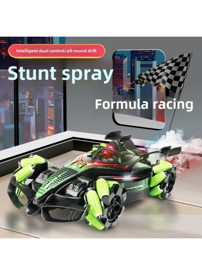 Children's Remote Control Stunt Racing F1 Formula Four-wheel Drive Music Spray Will Drift Off-road Remote Control Car Toys-Color:【green】 Large Size 34.5cmf1 Spray Remote Control Car-Scale:Comes With 2 Sets Of Rechargeable Batteries + Charger - Image 5