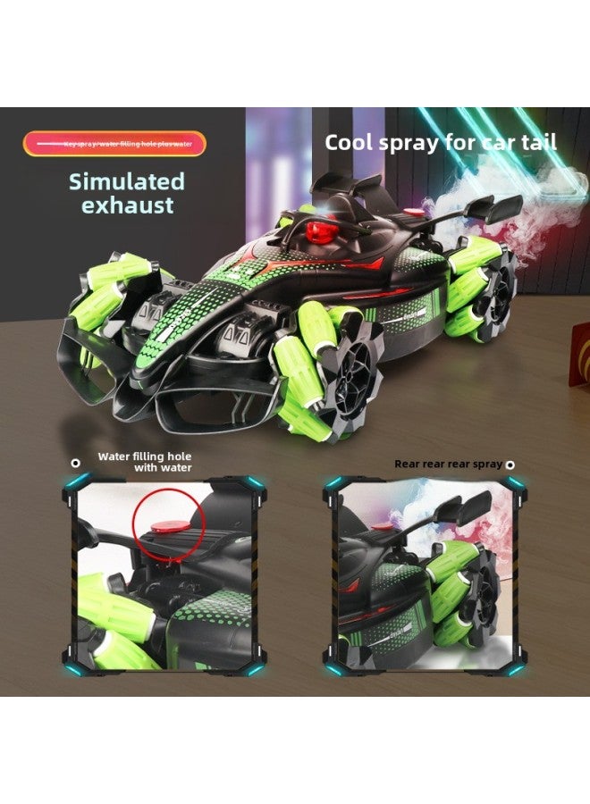 Children's Remote Control Stunt Racing F1 Formula Four-wheel Drive Music Spray Will Drift Off-road Remote Control Car Toys-Color:【green】 Large Size 34.5cmf1 Spray Remote Control Car-Scale:Comes With 2 Sets Of Rechargeable Batteries + Charger - Image 4