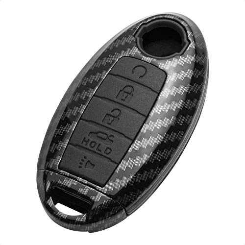 TANGSEN Smart Key Fob Case Grey Brushed Black Silicone Cover Compatible with Infiniti JX35 Q50 Q60 QX56 QX60 QX80 for Nissan Altima Armada Maxima Murano Pathfinder Rogue 5 Button Keyless Entry Remote - Image 1
