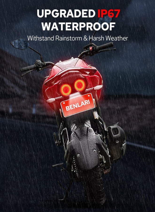 Benlari Upgraded Motorcycle Tail Light, 90LEDs Motorcycle Brake Light, IP67 Waterproof Motorcycle Turn Signals Running Light with License Plate Bracket fit for Street Bike Cruiser Chopper Bobber - Image 5