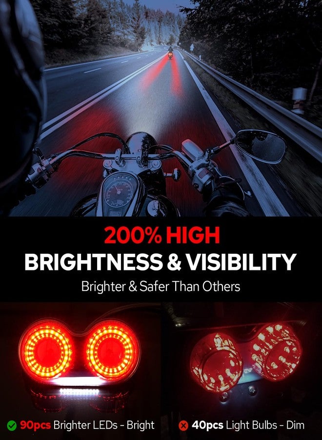 Benlari Upgraded Motorcycle Tail Light, 90LEDs Motorcycle Brake Light, IP67 Waterproof Motorcycle Turn Signals Running Light with License Plate Bracket fit for Street Bike Cruiser Chopper Bobber - Image 2