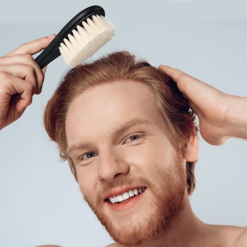 Shappy 2 Pieces Barber Fade Brush Men Beard Brush Neck Duster Cleaning Grooming Tool Soft Beard with Wooden Handle for Barber Hair Cutting Kits(Black, Red) - Image 5