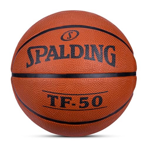 Spalding 8 Panel TF-50 FIBA Approved Rubber Moulded Basketball with Butyl Bladder, Orange, Size: 5 (Suitable for Practice/Match/Training) + Free Air Needle - Image 1