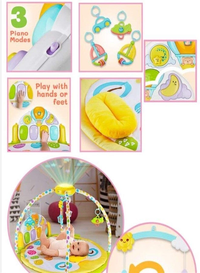 Prakal Baby Gym Kick and Play Piano Activity Baby Kick Piano Plush Mat with Rotating Star Mobile & Star Projector Child Puzzle Music Toy,Multi Color(Pack of 1 Set) - Image 5