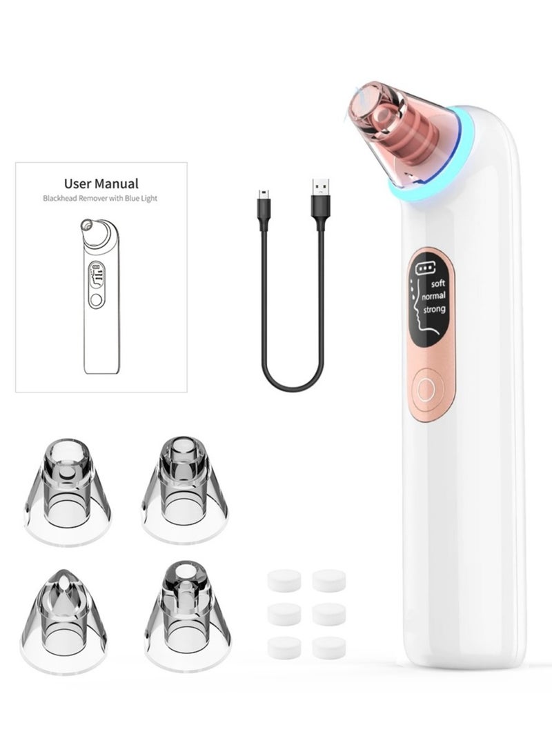 Generic Head Remover Tools Blackhead Pore Vacuum: Electric Facial Pore Cleaner 3 Suction Levels, Rechargeable Acne Pimple Comedone Extractor Skin Care for Face Nose (White)  - Image 1