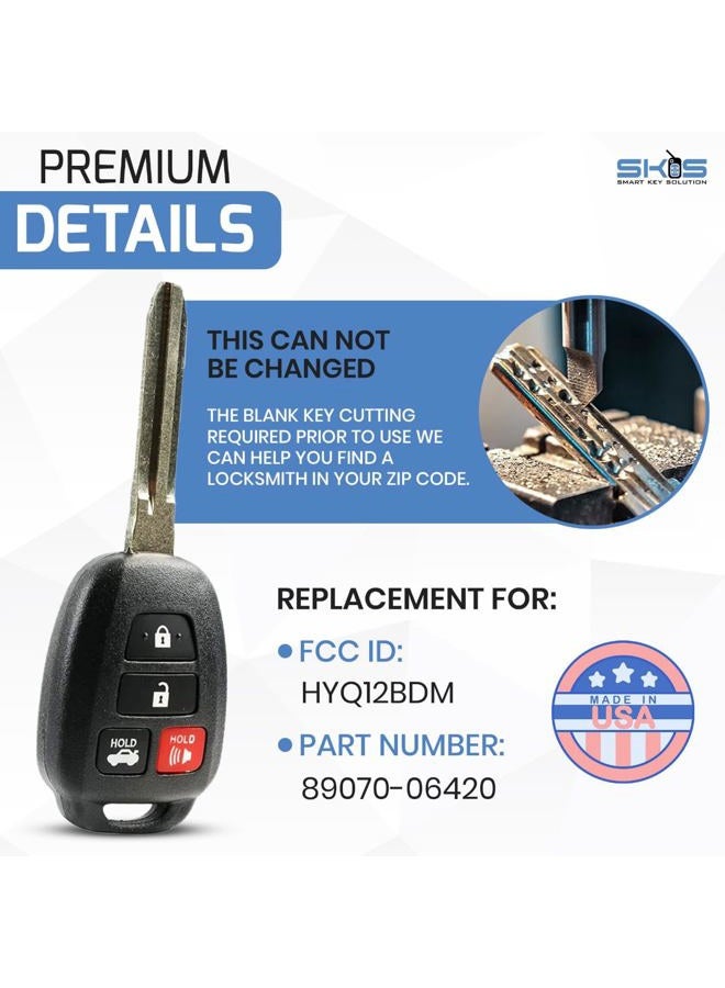 Smart Key Solution Key Fob Shell fits 2012-2017 Toyota Camry / 2014-2017 Toyota Corolla RAV4 Highlander Keyless Entry Remote Case & Pad (HYQ12BDM) HYQ12BEL - Image 3