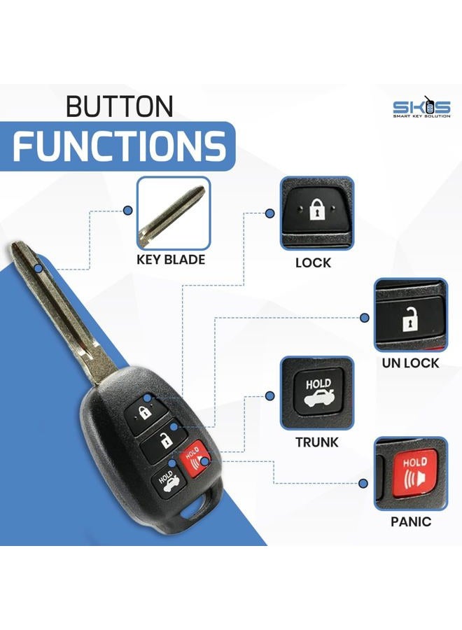 Smart Key Solution Key Fob Shell fits 2012-2017 Toyota Camry / 2014-2017 Toyota Corolla RAV4 Highlander Keyless Entry Remote Case & Pad (HYQ12BDM) HYQ12BEL - Image 5