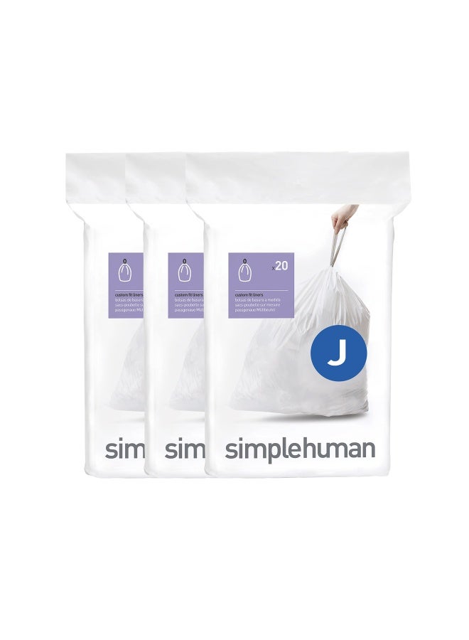 simplehuman Code J Custom Fit Drawstring Trash Bags In Dispenser Packs 60 Count 30 45 Liter 8 12 Gallon White  - Image 1