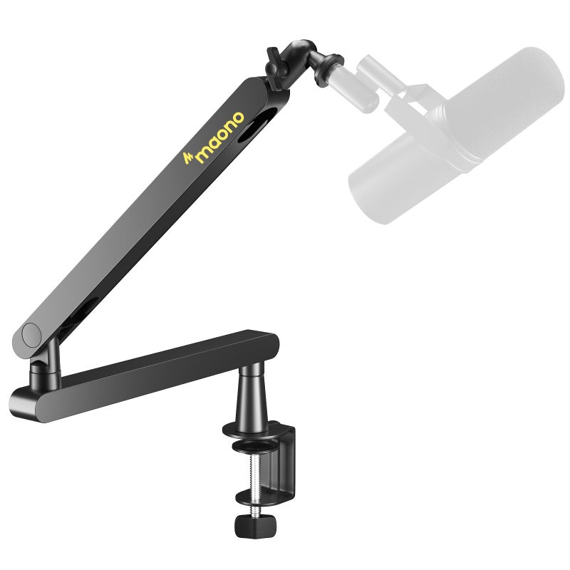 MAONO Microphone Boom Arm Low Profile Mic Arm with Cable Management Channels Desk Mount Clamp Fully Adjustable Heavy Duty Mic Stand for Podcast Studio Streaming BA92 Black - Image 2