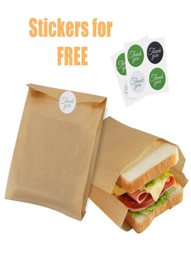 BagDream Paper Sandwich Bags 7.9x6.3x1.96" 200ct Recyclable Kitchens Paper Sack Sandwich Bags, Sealable with Thank You Stickers, Unbleached Natural Kraft Paper Bags - Image 3