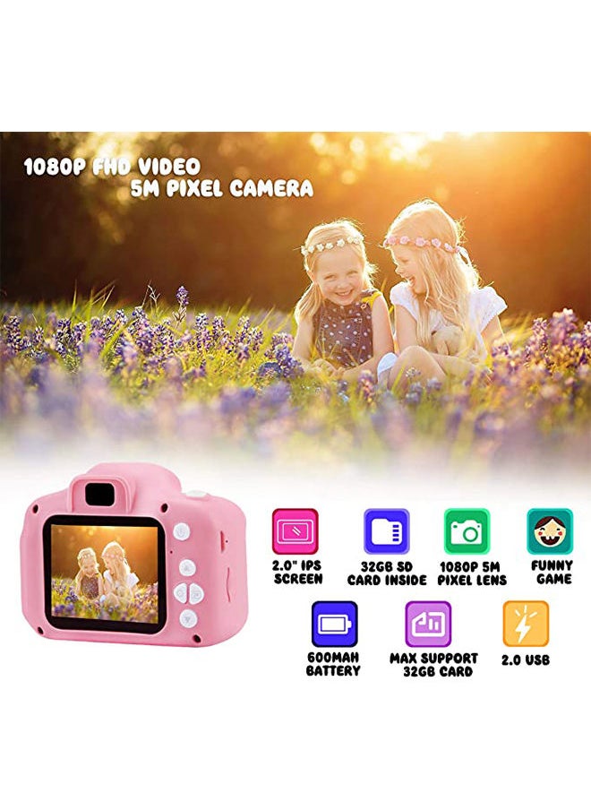 ماركة غير محددة - Gift Blue Mini Children Lcd 2inch Hd Digital Camera Video Photo Recorder Kids Toy Selfie Camera with 32gb Sd Card - Image 1