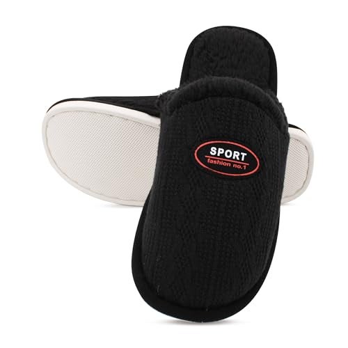 VRITRAZ Men’s Black Winter Plush Slippers | Soft Fur Lined Warm Indoor Slides | Comfortable Anti-Slip Home Footwear for Men | Cozy House Shoes (Black, Size 7) - Image 4
