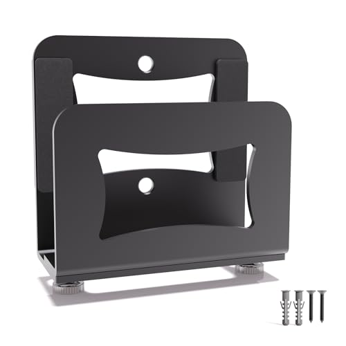 Yuleimy Adjustable Small Device Wall Mount, Heavy Duty Metal Bracket for Modem, WiFi Router & Streaming Devices (Fits 0.8"-1.8" Thick), Hide Behind TV Mount, Black - Image 1