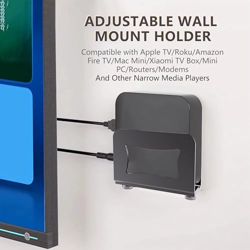 Yuleimy Adjustable Small Device Wall Mount, Heavy Duty Metal Bracket for Modem, WiFi Router & Streaming Devices (Fits 0.8"-1.8" Thick), Hide Behind TV Mount, Black - Image 2