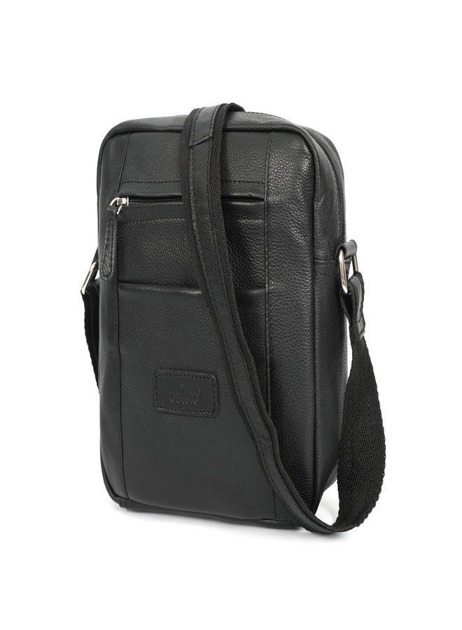 Celtic Premium Export Quality Leather Crossbody Bag for Men with Adjustable Strap & Multiple Zip Pockets - Image 3