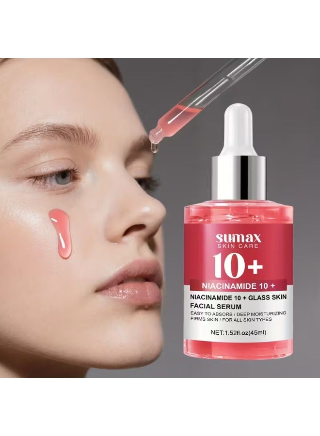 SUMAX Niacinamide 10%+ Glass skin Serum with Hyaluronic Acid, Retinol, & Glycerin Evens tone for All Skin Type- Alcohol-Free, Travel-Friendly Facial Serum Daily Use, Hydrating Skincare,Niacinamide Serum - Image 1