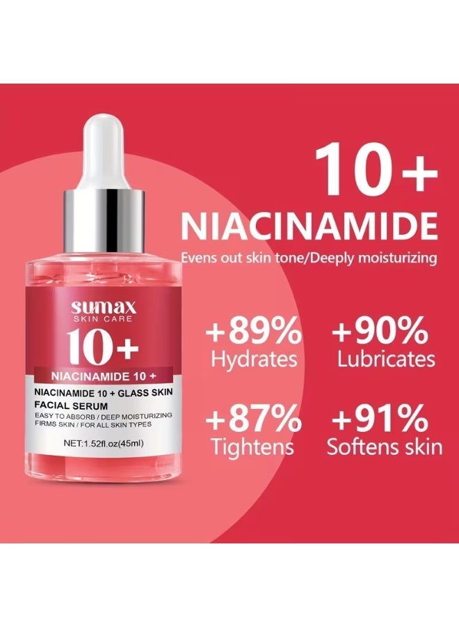 SUMAX Niacinamide 10%+ Glass skin Serum with Hyaluronic Acid, Retinol, & Glycerin Evens tone for All Skin Type- Alcohol-Free, Travel-Friendly Facial Serum Daily Use, Hydrating Skincare,Niacinamide Serum - Image 2