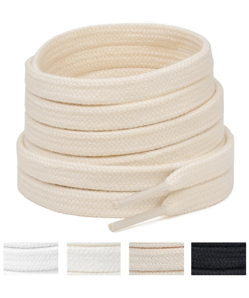 Handshop حذاء يدوي 2 زوج من أربطة الأحذية الرياضية المسطحة 5/16" بعرض 40"-63" بديل لأربطة الأحذية 47" بوصة (120 سم) 2 X بيج - Image 1