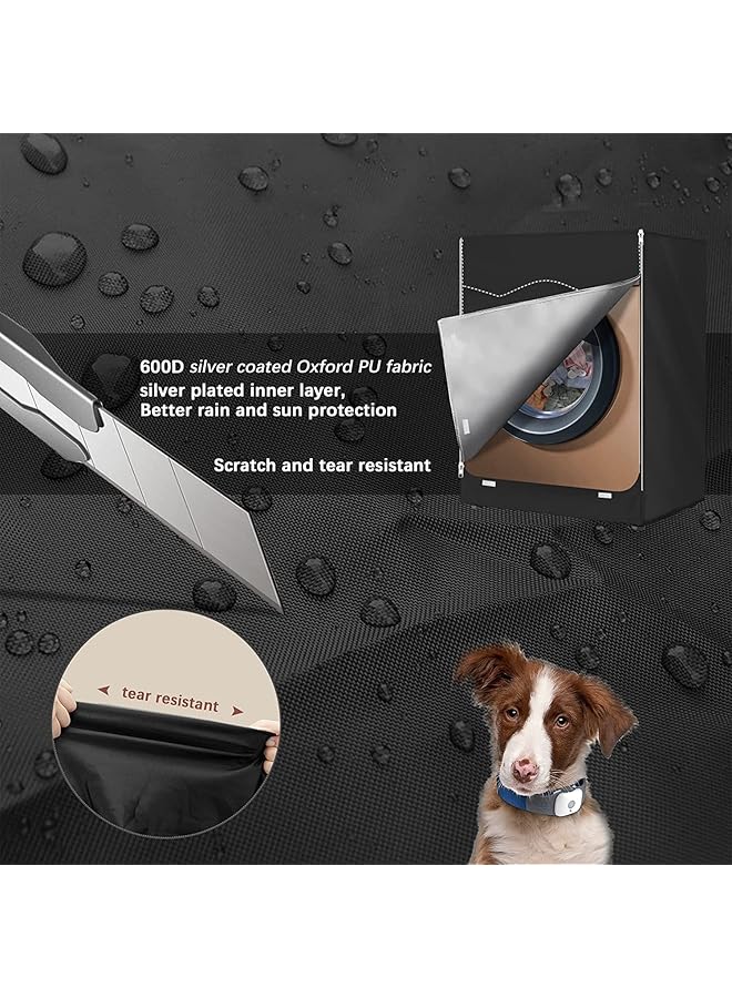 erorex Washer Dustproof Cover Front Load Washing Machine Dryer Protector Sunscreen Waterproof Cover Washer Cover Dust Proof Dryer Cover Suitable For Most Washers And Dryers Black  - Image 5