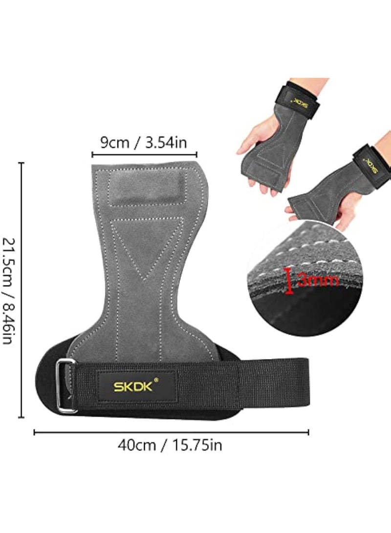 SKDK 2 Pack Wrist Straps for Weightlifting,Double Layer Leather Weightlifting Wrist Strap for Deadlift and Powerlifting, Adjustable Padded Gym Workout Lifting Wrist Gym Lifting Straps - Image 4