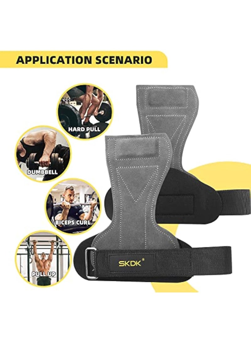 SKDK 2 Pack Wrist Straps for Weightlifting,Double Layer Leather Weightlifting Wrist Strap for Deadlift and Powerlifting, Adjustable Padded Gym Workout Lifting Wrist Gym Lifting Straps - Image 3