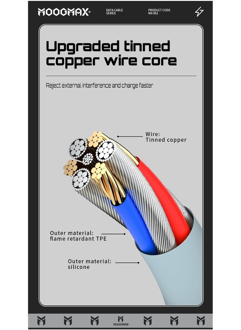 MOOGMAX - Type-C to Type-C Cable made of soft and strong silicon and digital display of charging watt Supports fast charging PD until 60W, 1M length, Compatible with Iphone 15 series, Samsung  and Huawei phones - Image 1