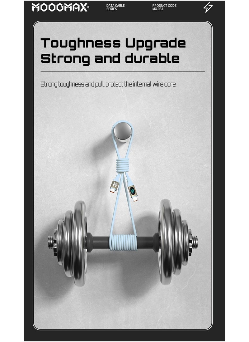 MOOGMAX - Type-C to Type-C Cable made of soft and strong silicon and digital display of charging watt Supports fast charging PD until 60W, 1M length, Compatible with Iphone 15 series, Samsung  and Huawei phones - Image 1