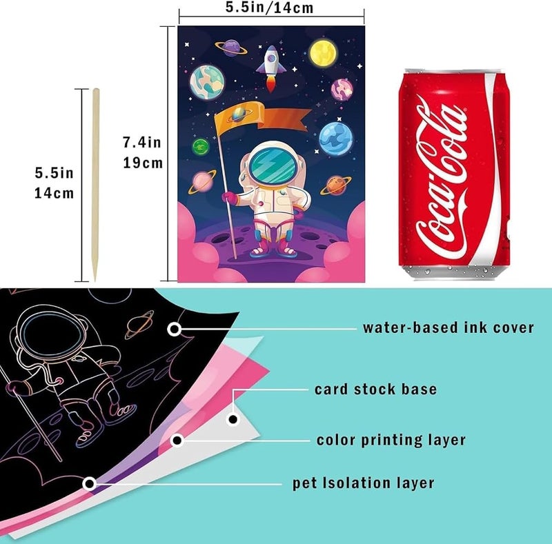 Joyzzz Scratch Art for Kids, Magic Drawing Book with 3 Scratch Pens and Colorful Paper, Fun Educational Art Activity for Children Ages 4-8, Creative DIY Craft Kit for Birthday Parties - Image 5