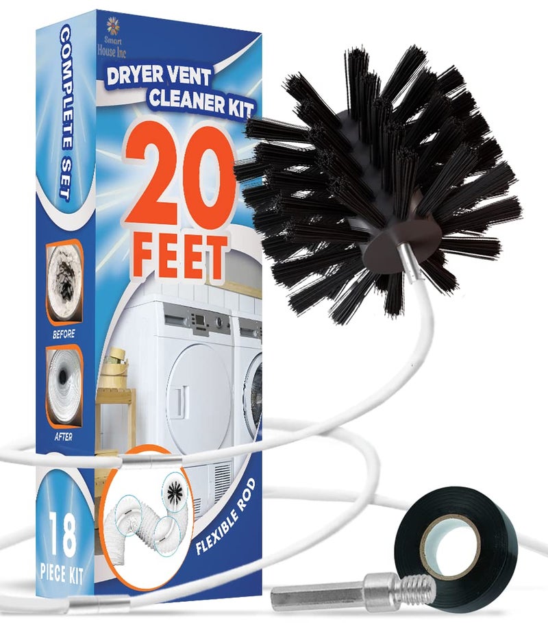 SP HOME GOODS The Professional Dryer Vent Cleaner Kit -(20-Feet) Innovative Lint Remover Reusable Strong Nylon| Flexible Lint Brush with Drill Attachment for Faster Cleaning - Image 1