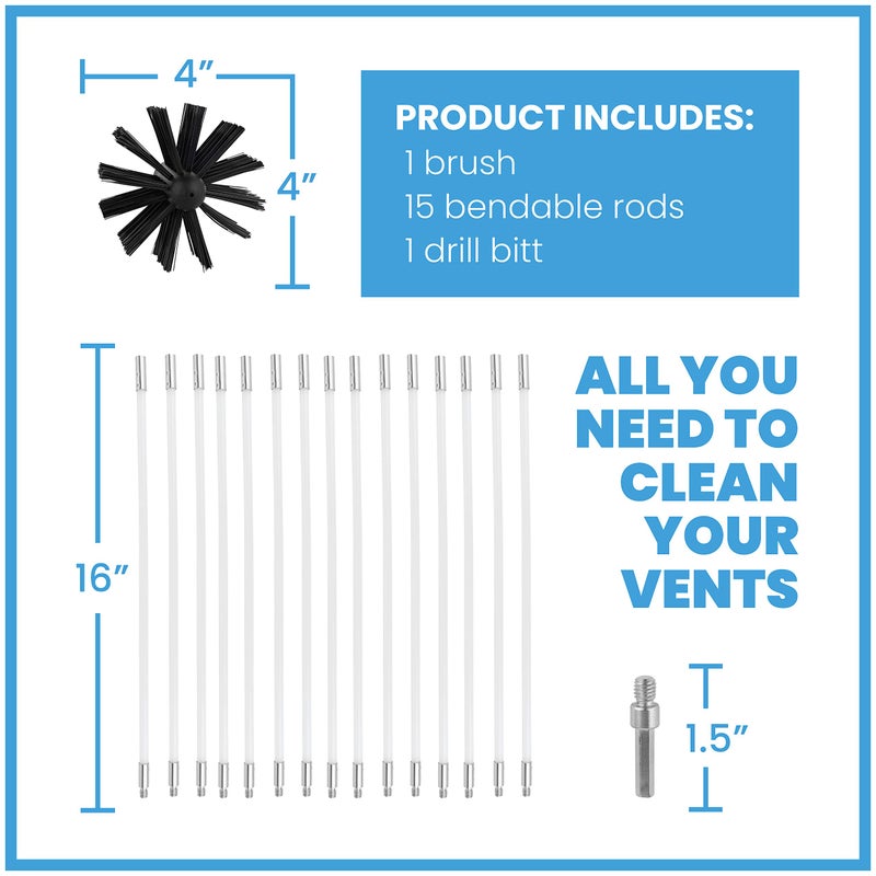 SP HOME GOODS The Professional Dryer Vent Cleaner Kit -(20-Feet) Innovative Lint Remover Reusable Strong Nylon| Flexible Lint Brush with Drill Attachment for Faster Cleaning - Image 4