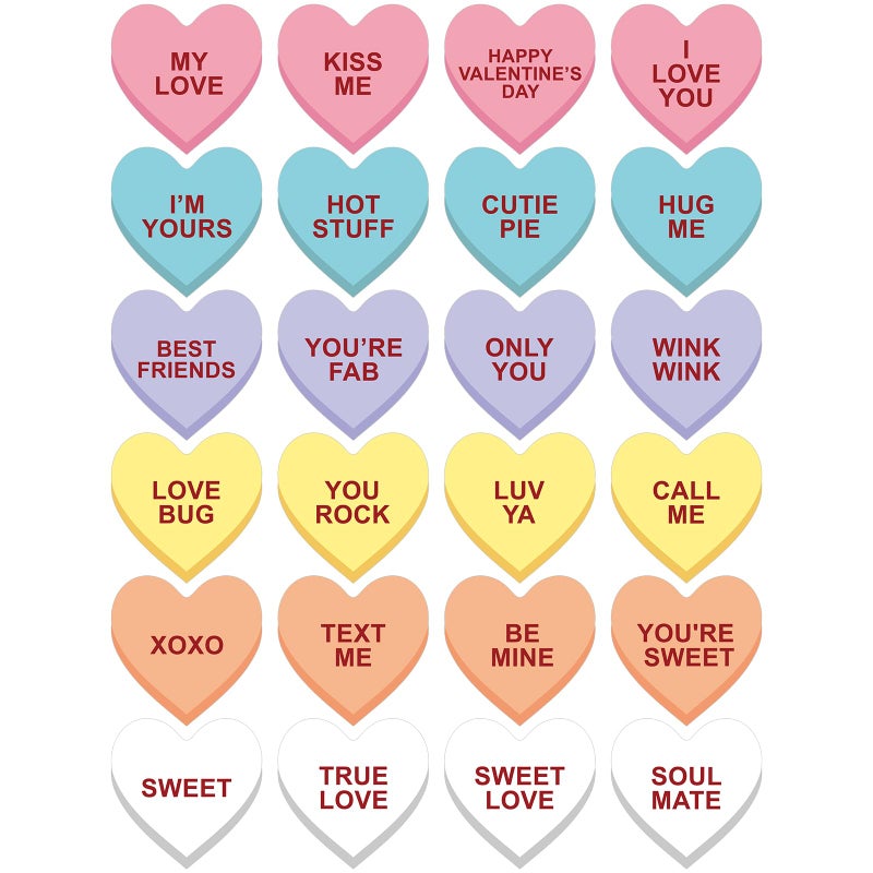 Anwyll Valentines Day Candy Heart Stickers Happy Valentines Day Conversation Heart Stickers 480Pcs 1.5Inch Colorful I Love You Sticker Self Adhesive Sweet Love Sticker for Envelope Seal Card Gift - Image 1