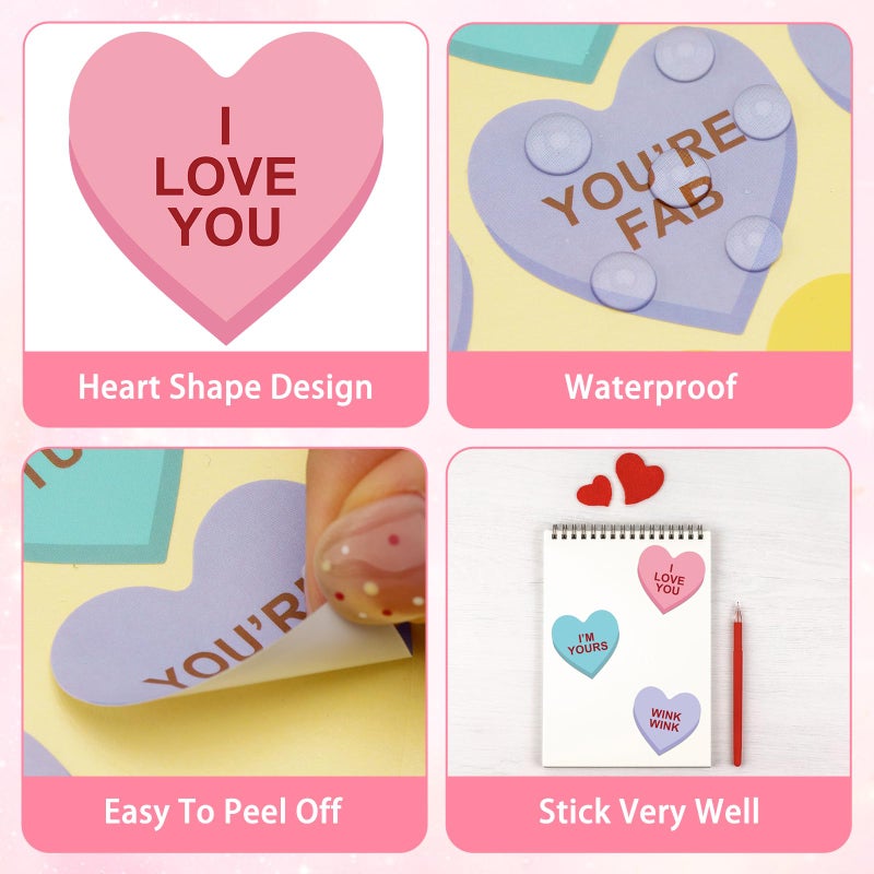 Anwyll Valentines Day Candy Heart Stickers Happy Valentines Day Conversation Heart Stickers 480Pcs 1.5Inch Colorful I Love You Sticker Self Adhesive Sweet Love Sticker for Envelope Seal Card Gift - Image 3