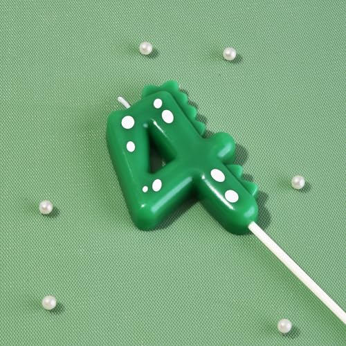 PHD CAKE 2.76 Inch Green Dinosaur 4 Number Birthday Candles, Dinosaur Number Candles, Party Celebration - Image 2