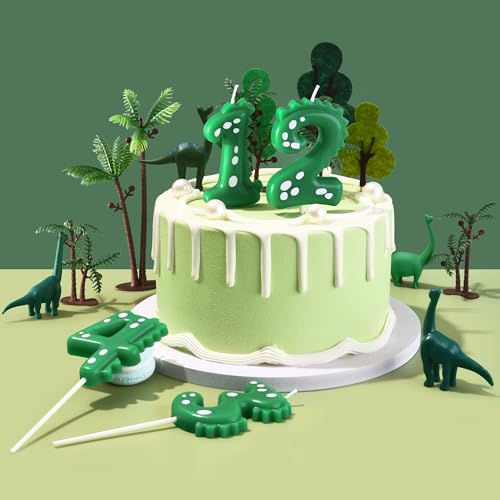 PHD CAKE 2.76 Inch Green Dinosaur 4 Number Birthday Candles, Dinosaur Number Candles, Party Celebration - Image 3