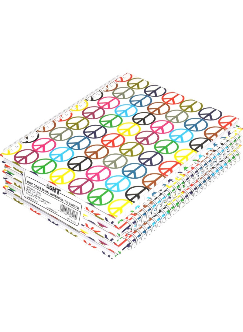 FIS LIGHT Pack of 5  Spiral Hard Cover Note Book 100 Sheets. Size : 9X7 Inches (22.86 X 20.32 CM) -LINBS971001307 - Image 1