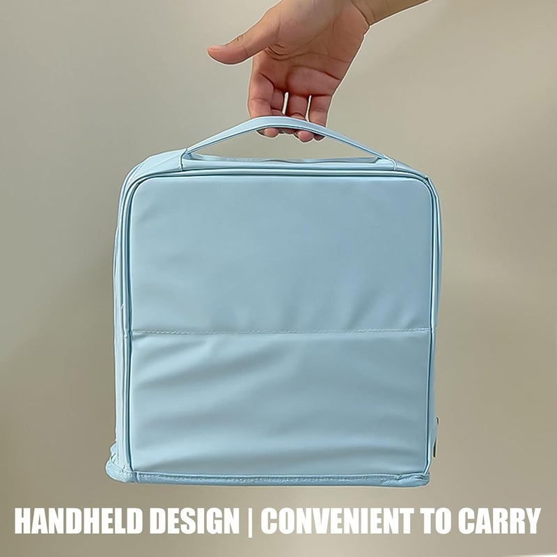 Compact Vertical Cosmetic Case in PU Leather with Spacious Interior Toiletry Bag for Efficient Space Saving Multilayer Pu Bag - Image 3