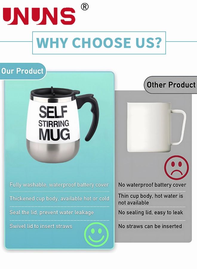 UNUNS Self Stirring Coffee Mug,400ml Auto Mixing Mug With Lid,Stainless Steel Cup For Coffee/Tea/Hot Chocolate/Milk,Magnetic Cup,Mug OfficeKitchen/Travel/Home,Creative Gift - Image 2