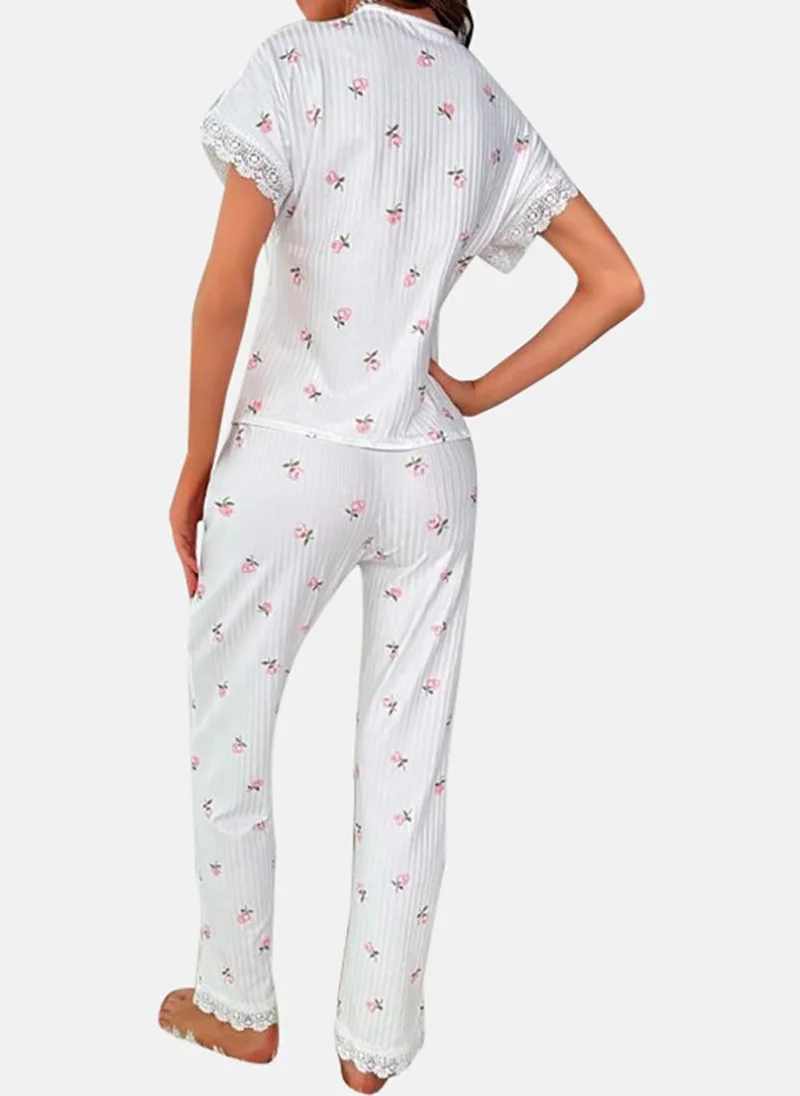 يونيكي White Printed Pyjamas & Top