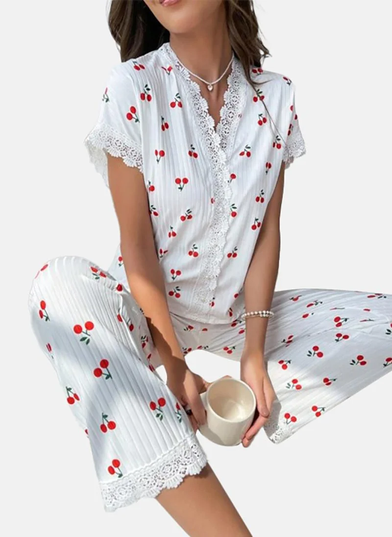 YUNIQEE White Printed Pyjamas & Top