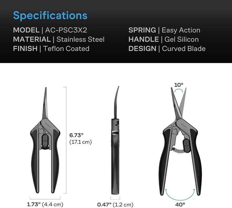 AC Infinity 6.6” Stainless Steel Curved Pruning Shear 2-Pack, Lightweight - Image 5