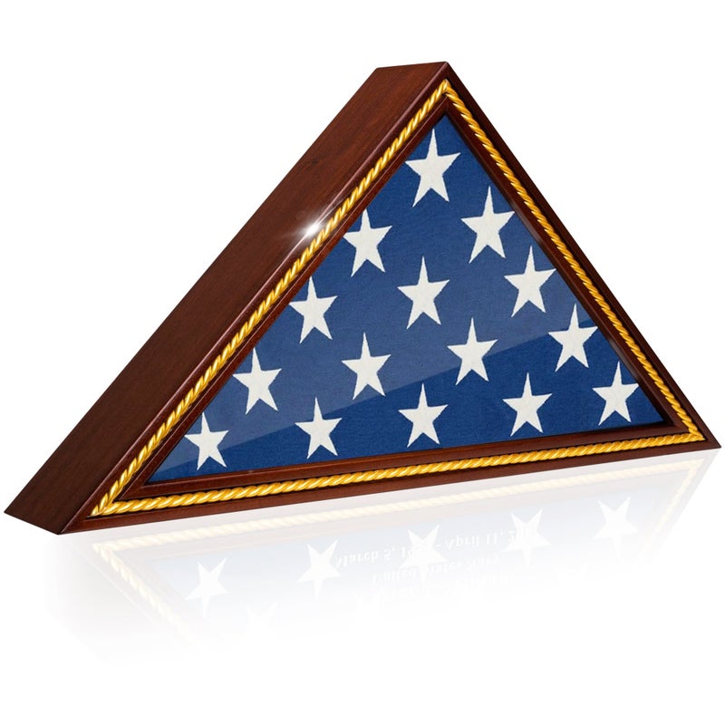 Glass Front Flag Display Case for Burial Flag  Wall Mounted 95 X 5 Feet Flag Box for American Veteran Flag and Folded Flag Display  Ideal for Honoring Military Service