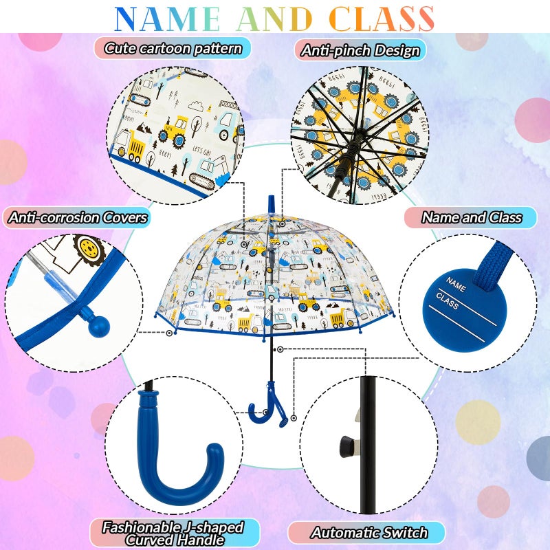 Fabbay 2 Pcs Umbrella Easter Basket Kids Clear Bubble Umbrellas Unicorn with Easy Grip Curved Handle Transparent Umbrella(Planet, Dozer) - Image 4