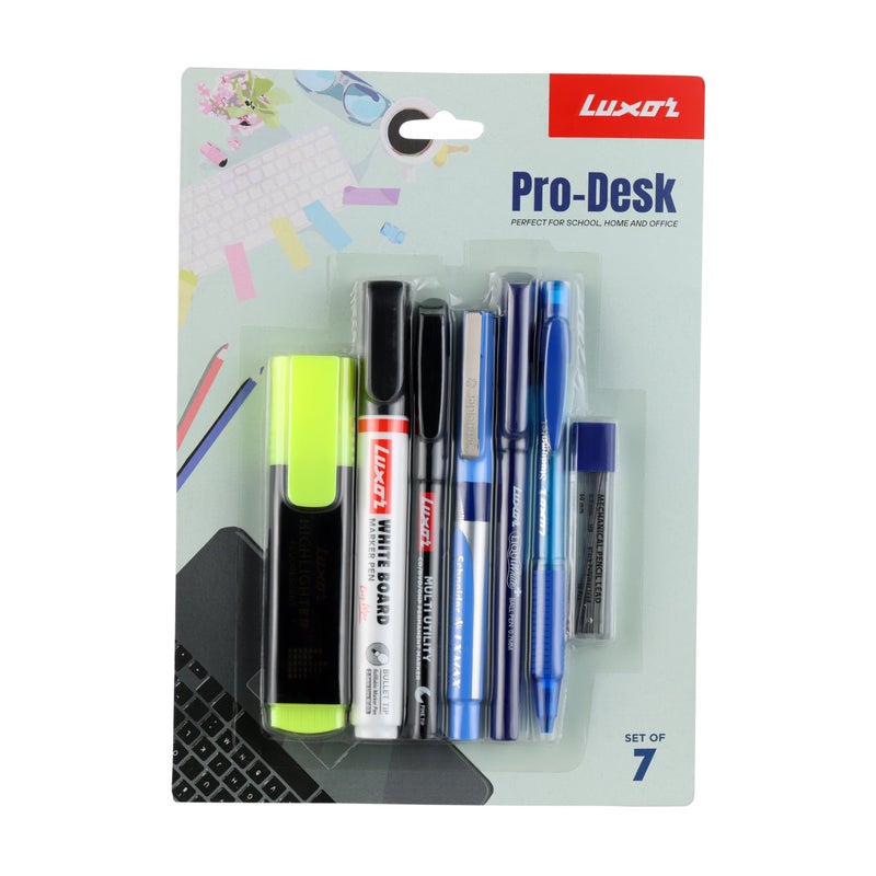 Luxor Pro-Desk Set of 7 Assorted Combo | Perfect for Home and Office | Essential Stationery Item Kit | Writing tools | Office writing supplies - Image 5