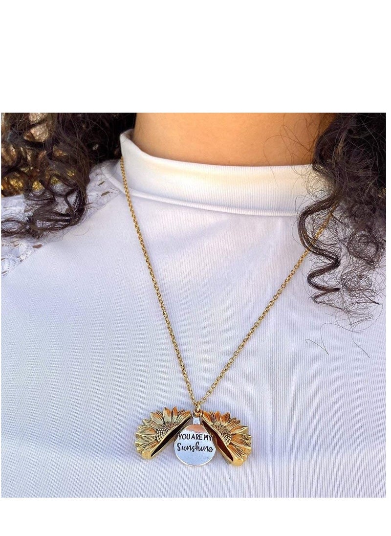 KASTWAVE - Engraved Necklace Inspirational Sunflower Locket Necklace Jewelry for Women Girlfriend. Birthdays, Valentine's Day - Image 1