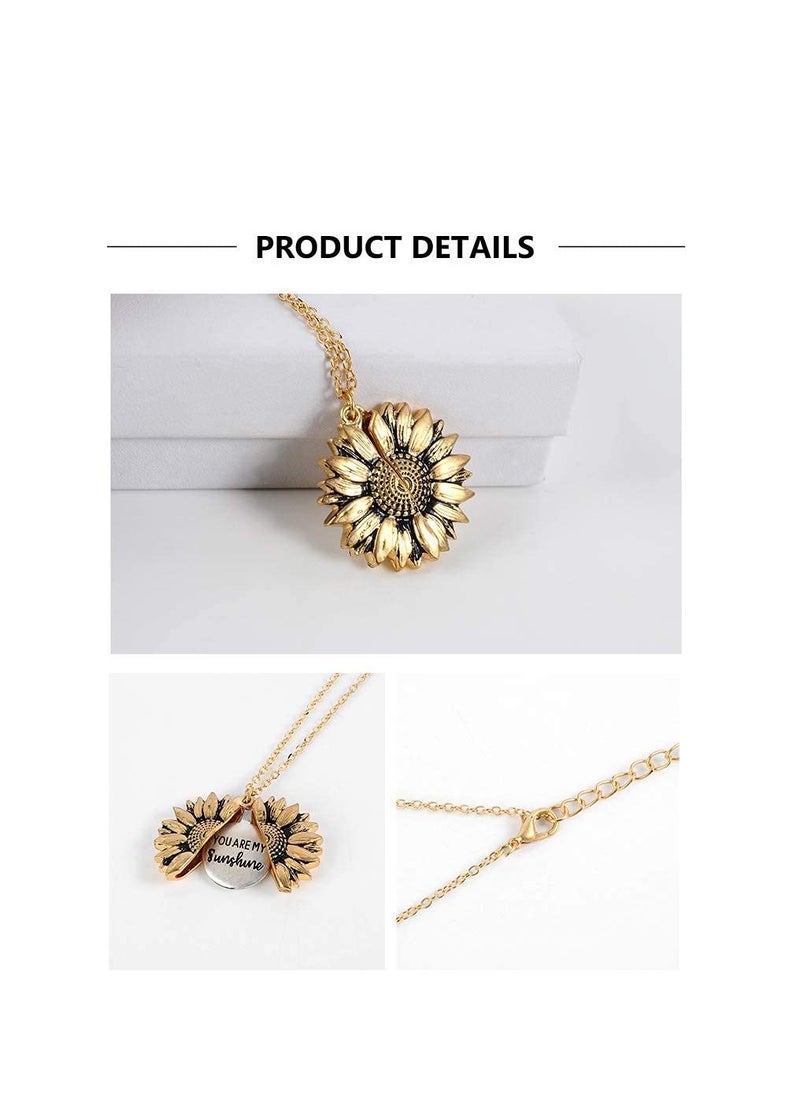 KASTWAVE - Engraved Necklace Inspirational Sunflower Locket Necklace Jewelry for Women Girlfriend. Birthdays, Valentine's Day - Image 1