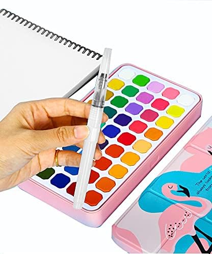 53 Arts 53ARTS 5 Colors Solid Watercolor Paint Set Metal Box Painting Pigment With Water Brush for Beginner Drawing Watercolor Paper Supplies - Image 3
