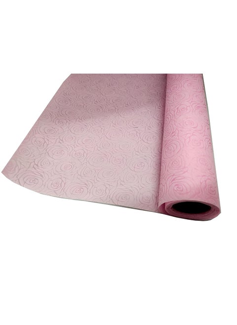 3A Featuretail Embossed Non Woven Tissue Papers for Bouquet Paper Craft Pom Pom Flowers Making and Bouquet Wrapping 19InchX12Ft Roll Roses Design Embossed Light Pink 1 Roll