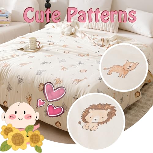 MorroMorn Toddler Bedding Set, Super Soft Baby Blanket Neutral Toddler Comforter Sets - 2 PCS Bed Set with Pillowcase Lightweight Breathable for Girls Boys Kids Infant Summer Spring Fall (Animals) - Image 4