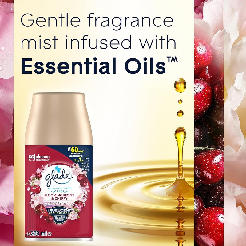 Glade Gulf mainstream practical design Glade Automatic Air Freshener Spray Holder with Scented Blooming Peony & Cherry Refill Starter Kit, 269 ml Different assemble options - Image 5