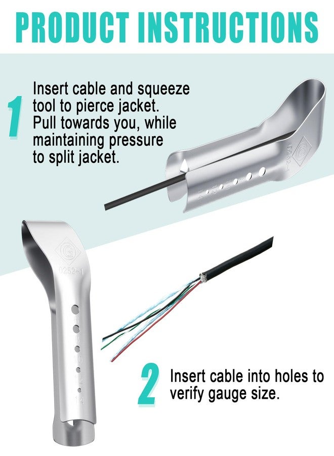 Shimeyao 2 Pcs 4 Inch Cable Ripper Stainless Steel Cable Wire Ripper Stripping Tool for 6-14 Awg - Image 3